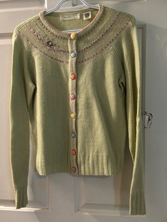Anthropologie Sweaters - Anthropologie Light Green Embellished Button-Front Cardigan